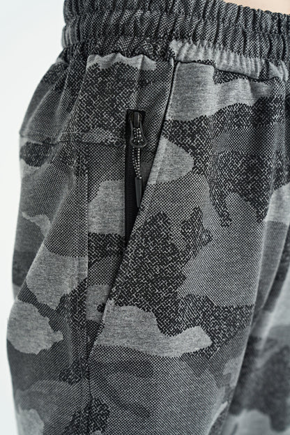 Grey   Boys' Camouflage Pattern Zip Pocket Slim Fit Cuffed Tracksuit Bottom - 64053