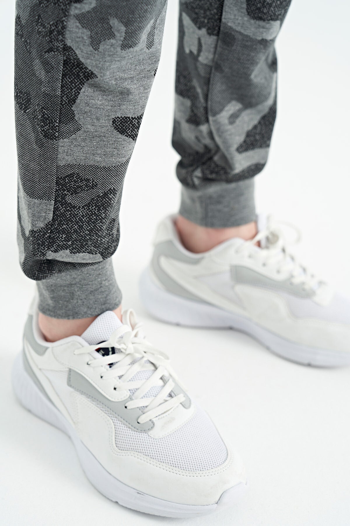 Grey   Boys' Camouflage Pattern Zip Pocket Slim Fit Cuffed Tracksuit Bottom - 64053
