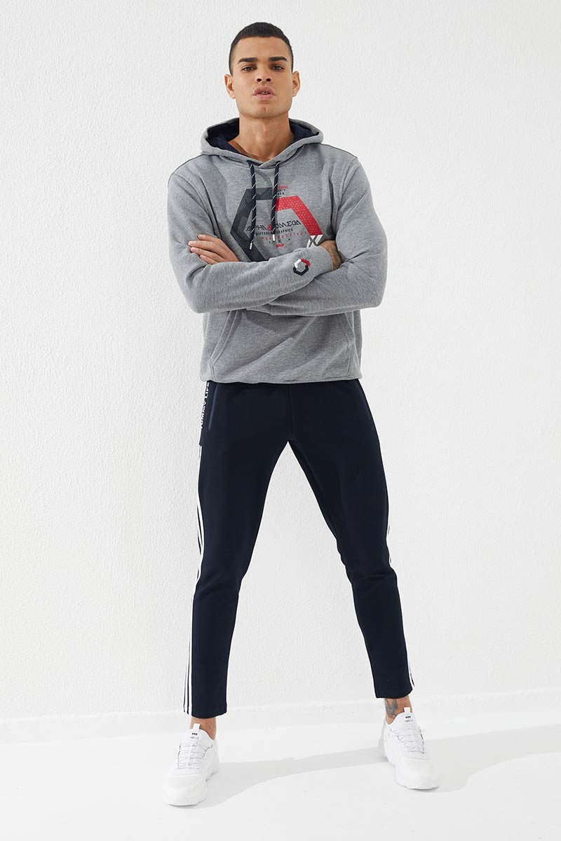 Geometric Print Regular Fit Hooded Men's Sweatshirt - 87870