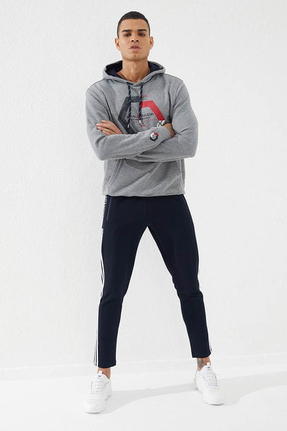 Geometric Print Regular Fit Hooded Men's Sweatshirt - 87870