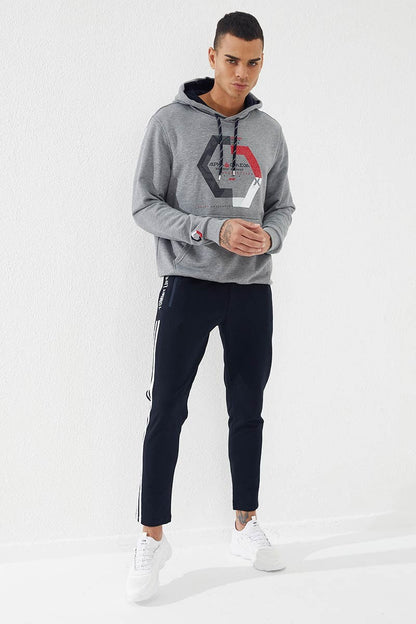 Geometric Print Regular Fit Hooded Men's Sweatshirt - 87870