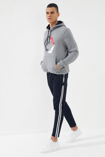 Geometric Print Regular Fit Hooded Men's Sweatshirt - 87870