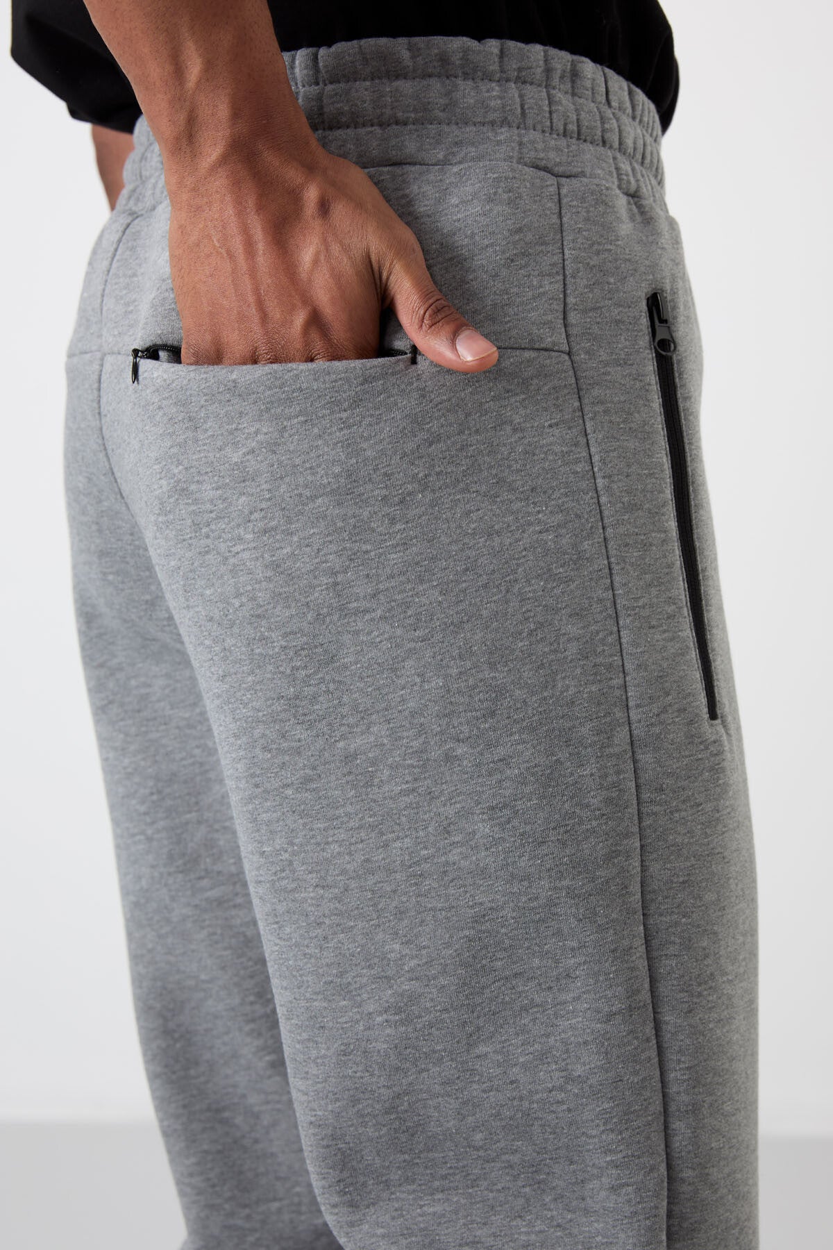 Carlo Grey Melange Hooded Men's Tracksuit Bottom - 84942