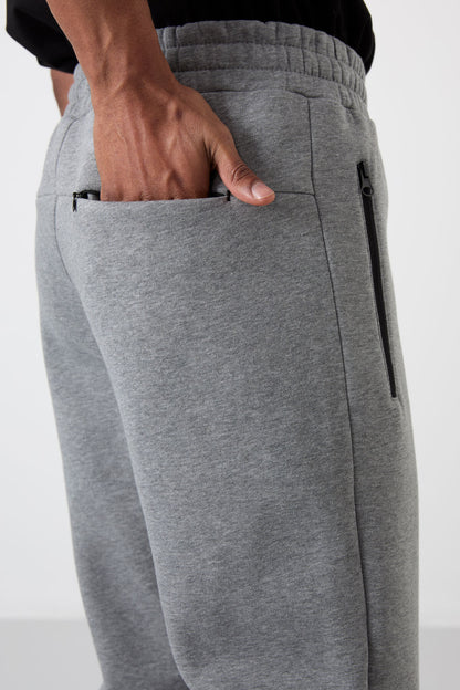 Carlo Grey Melange Hooded Men's Tracksuit Bottom - 84942