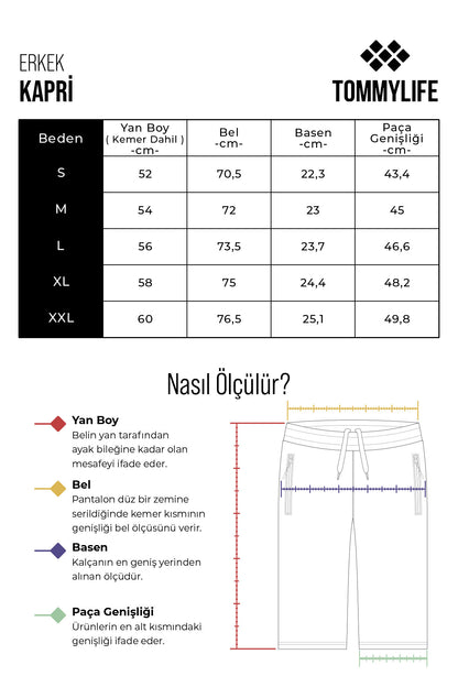 Grey Melange Zippered Standard Fit Classic Hem Men's Capri - 83091