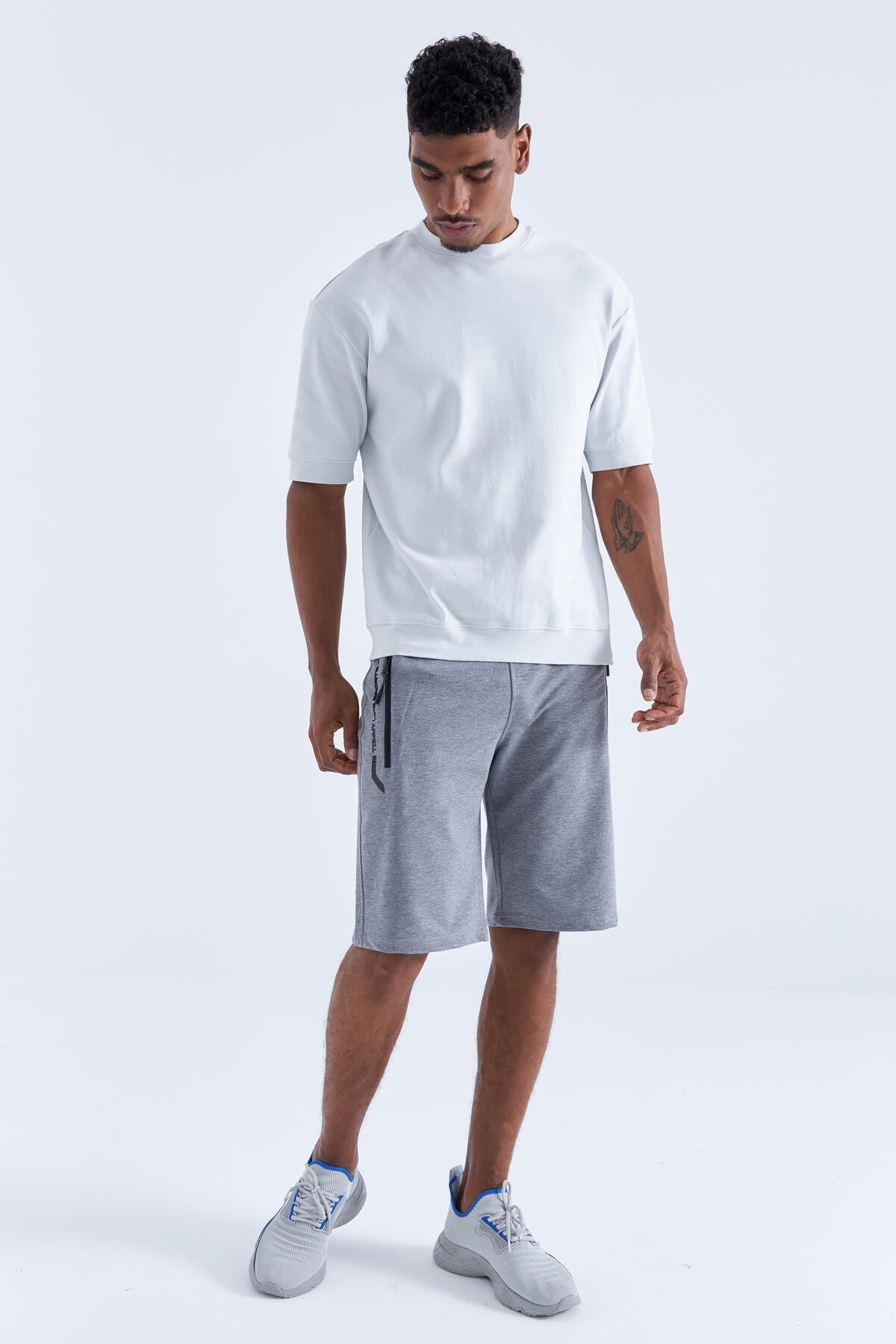 Grey Melange Zippered Detailed Standard Fit Men's Shorts - 81141