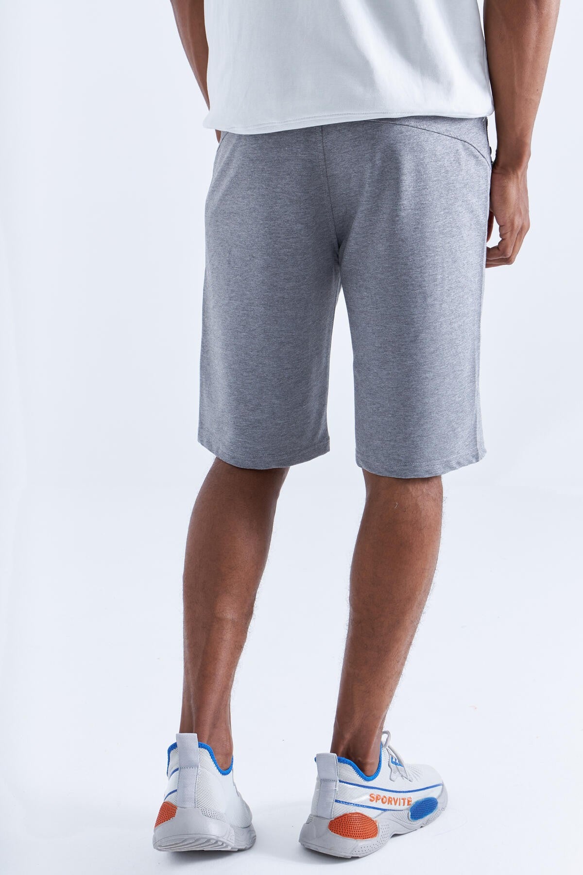 Grey Melange Zippered Detailed Standard Fit Men's Shorts - 81141