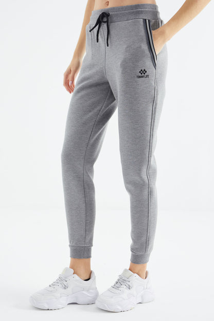 Grey Melange Zippered Women's Tracksuit Set - 95326