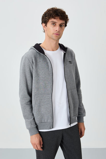 Hector Grey Melange Sherpa Lined Men's Sweatshirt - 88139