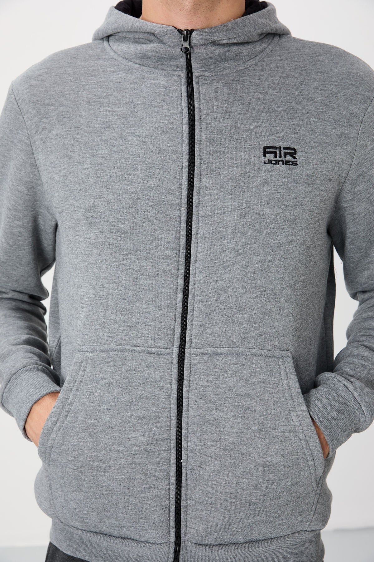 Hector Grey Melange Sherpa Lined Men's Sweatshirt - 88139