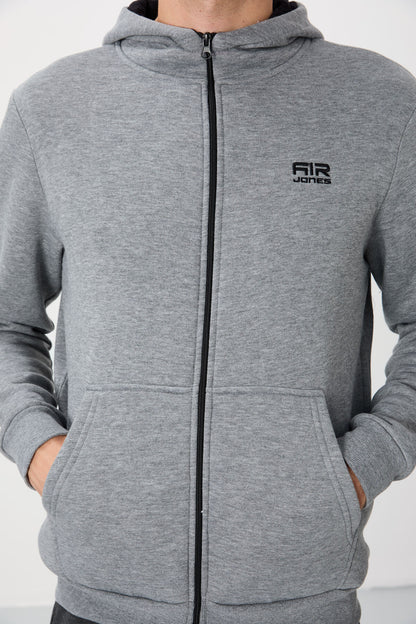 Hector Grey Melange Sherpa Lined Men's Sweatshirt - 88139
