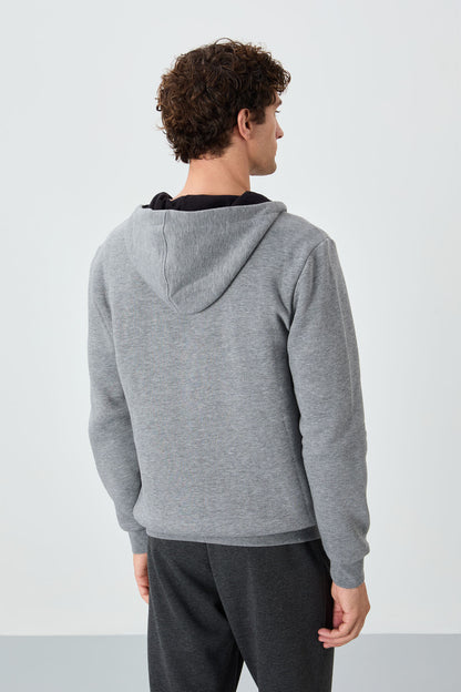 Hector Grey Melange Sherpa Lined Men's Sweatshirt - 88139