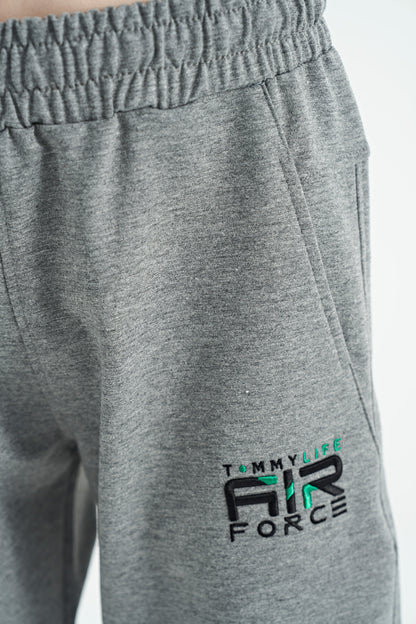 Grey Melange Hidden Pocket Detailed Embroidered Pattern Laced Standard Fit Boys Shorts - 10886