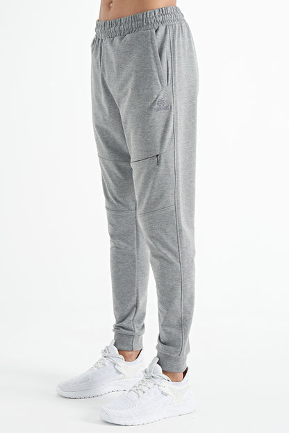 Grey Melange Hidden Pocket Detailed Standard Fit Men's Jogger Tracksuit Bottom - 84958