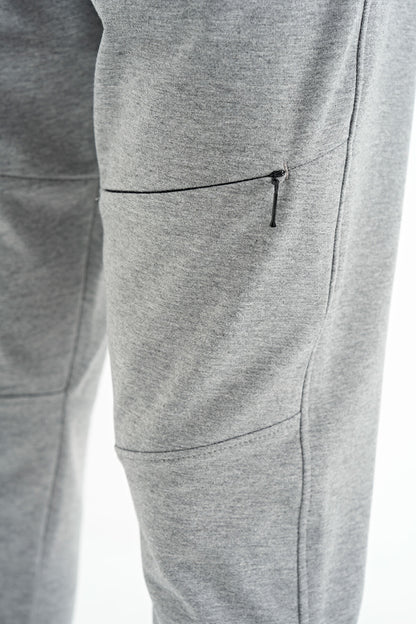 Grey Melange Hidden Pocket Detailed Standard Fit Men's Jogger Tracksuit Bottom - 84958