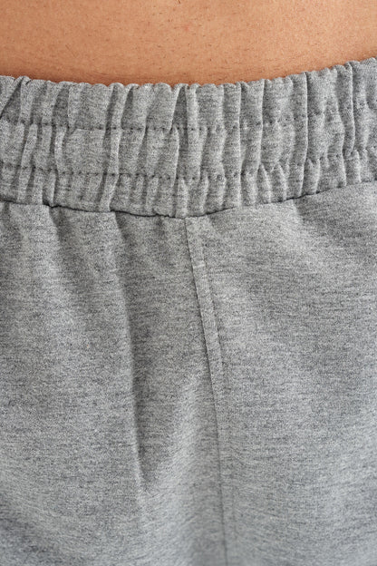 Grey Melange Hidden Pocket Detailed Standard Fit Men's Jogger Tracksuit Bottom - 84958