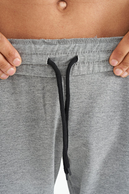 Grey Melange Hidden Pocket Detailed Standard Fit Men's Jogger Tracksuit Bottom - 84958