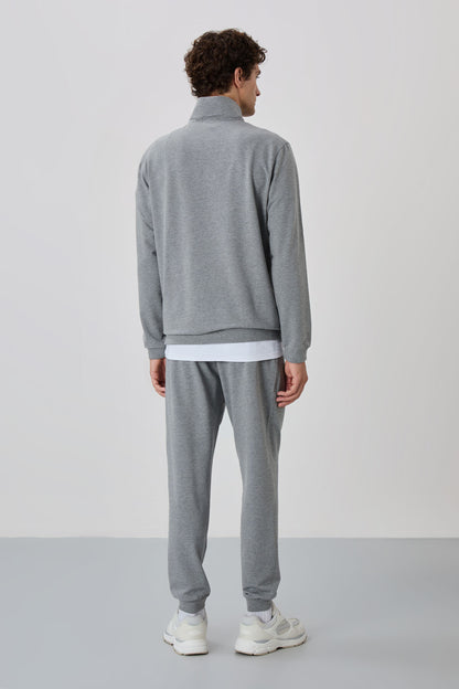 Herbert Grey Melange Collar Tracksuit Set - 85233