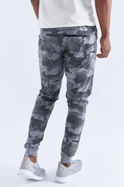 Gray Melange Camouflage Print Slim Fit Jogger Men's Tracksuit Bottom - 84754