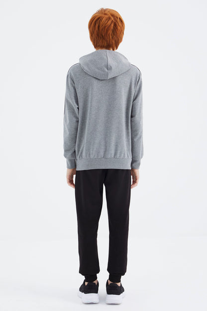 Grey Melange Kangaroo Pocket Boys' Sweatshirt - 11176