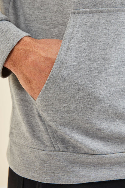 Pierced Gray Melange Hooded Men's Sweatshirt - 88132