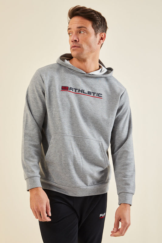 Pierced Gray Melange Hooded Men's Sweatshirt - 88132