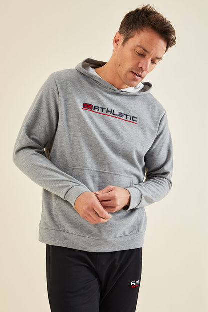 Pierced Gray Melange Hooded Men's Sweatshirt - 88132