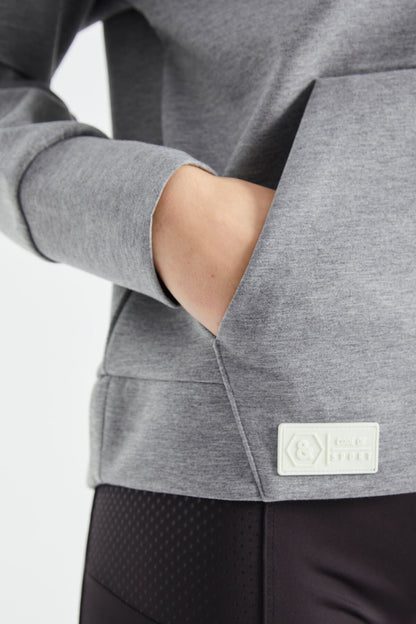 Grey Melange Hooded Zippered Women's Sweatshirt - 97277