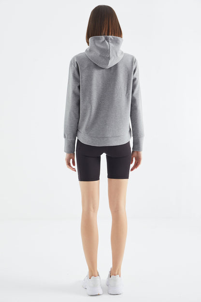 Grey Melange Hooded Zippered Women's Sweatshirt - 97277