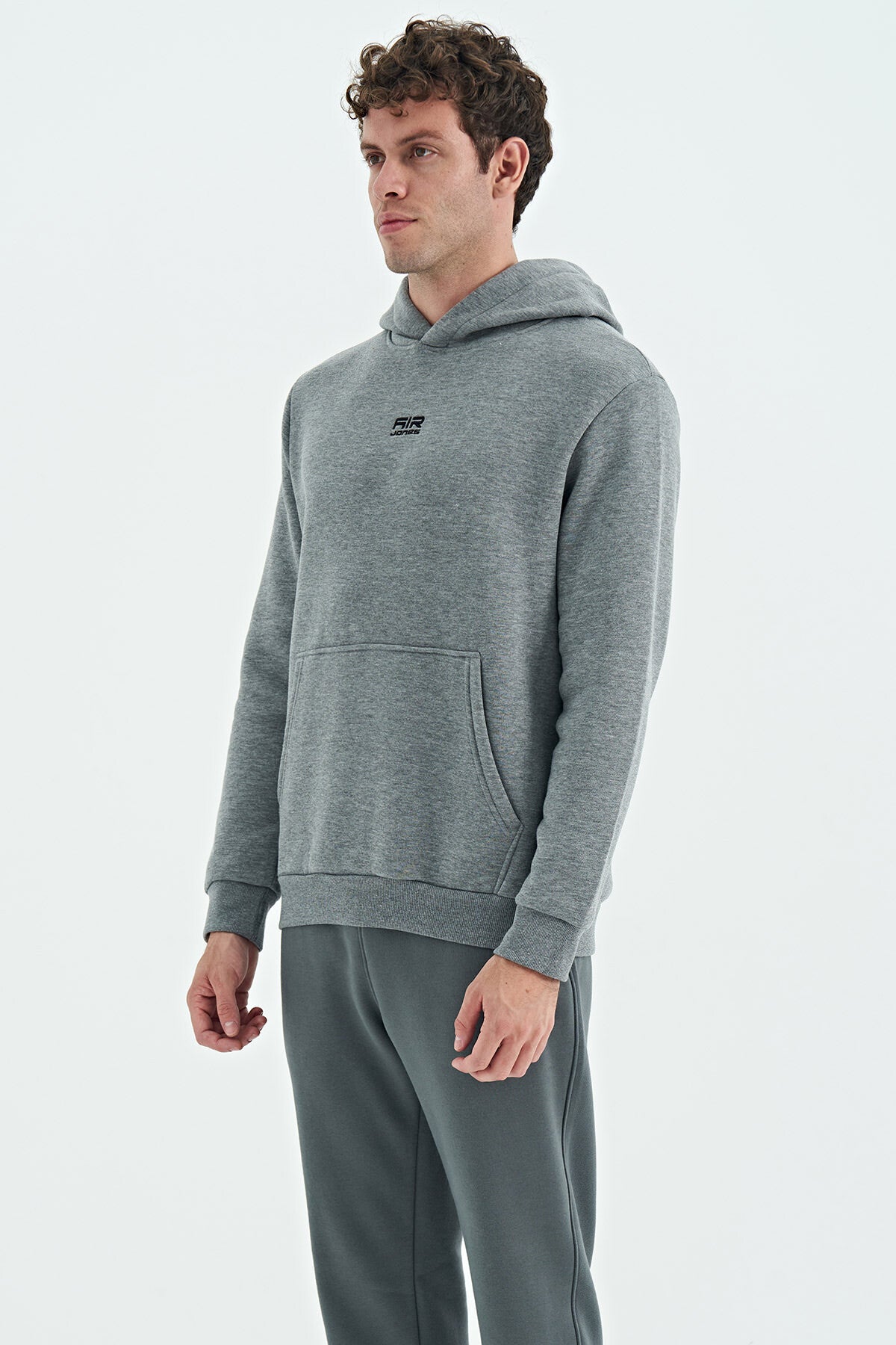 Tom Grey Melange Sherpa Lined Men's Sweatshirt - 88138