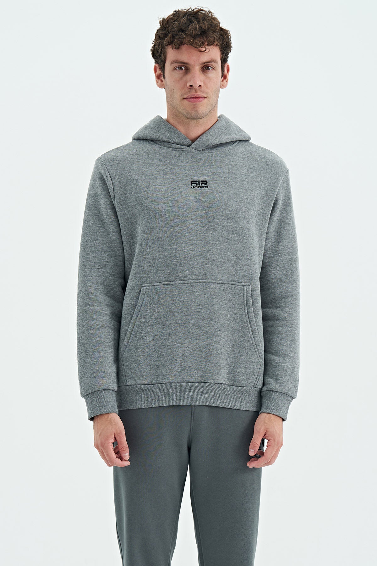 Tom Grey Melange Sherpa Lined Men's Sweatshirt - 88138