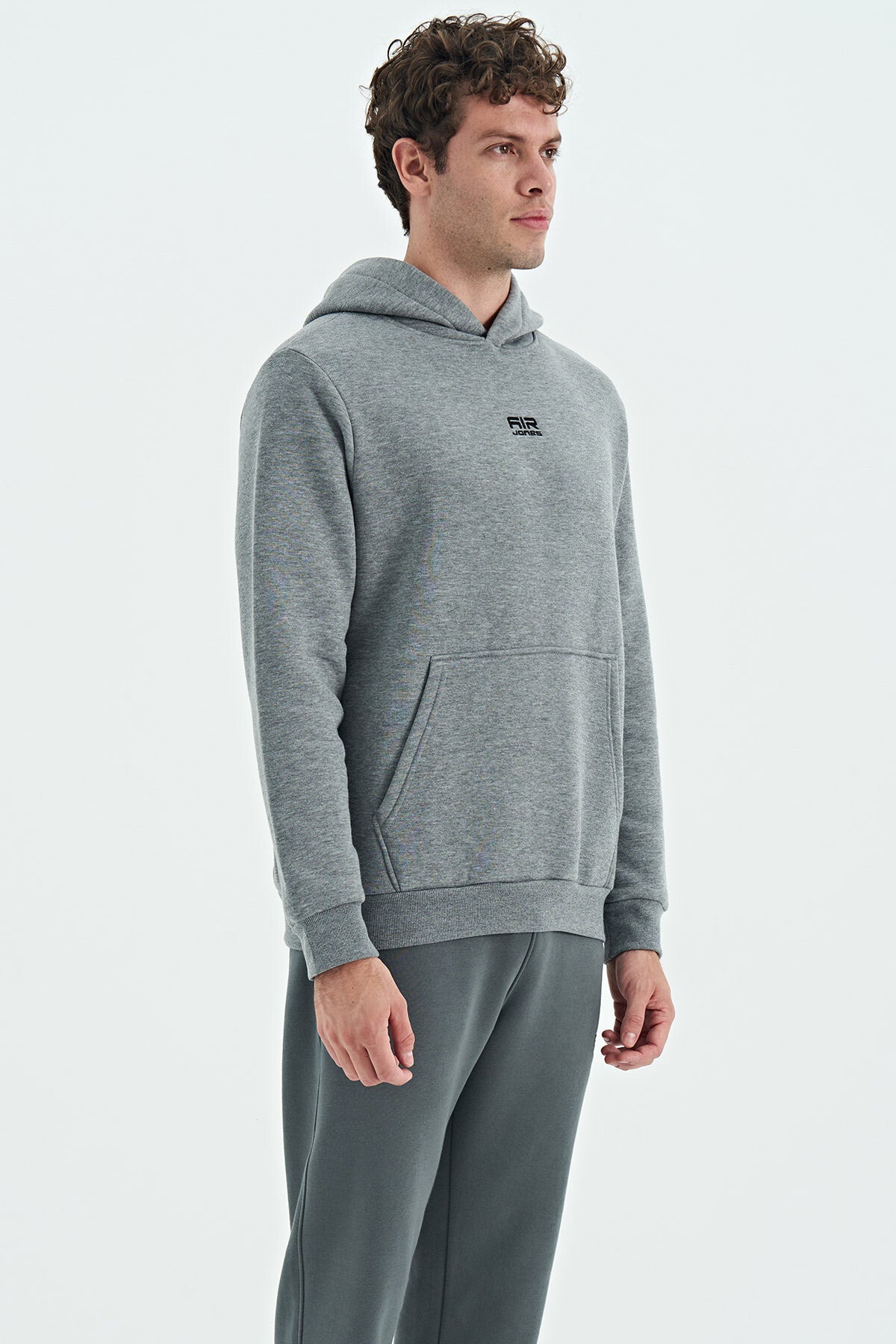 Tom Grey Melange Sherpa Lined Men's Sweatshirt - 88138