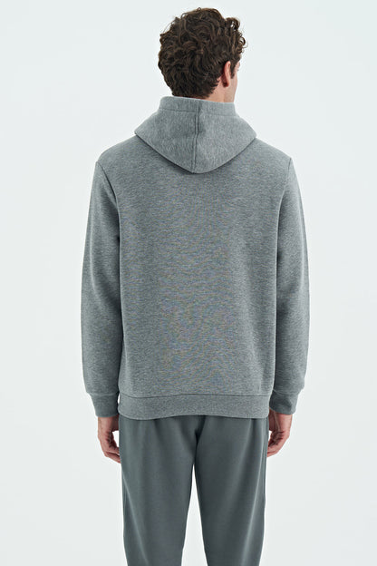 Tom Grey Melange Sherpa Lined Men's Sweatshirt - 88138