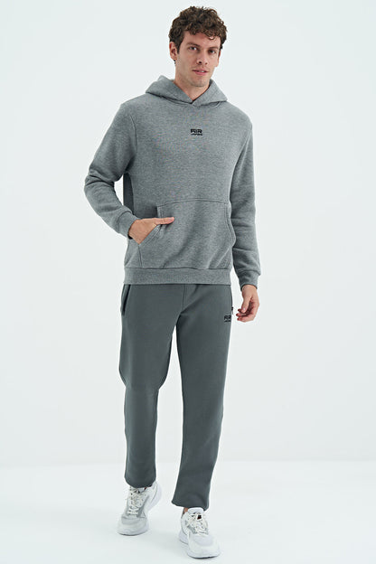 Tom Grey Melange Sherpa Lined Men's Sweatshirt - 88138