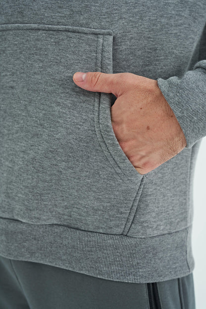 Tom Grey Melange Sherpa Lined Men's Sweatshirt - 88138