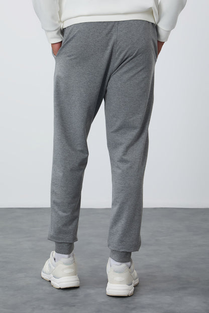 Classic Grey Melange Classic Cuffed Standard Fit Men's Tracksuit Bottom - 84652