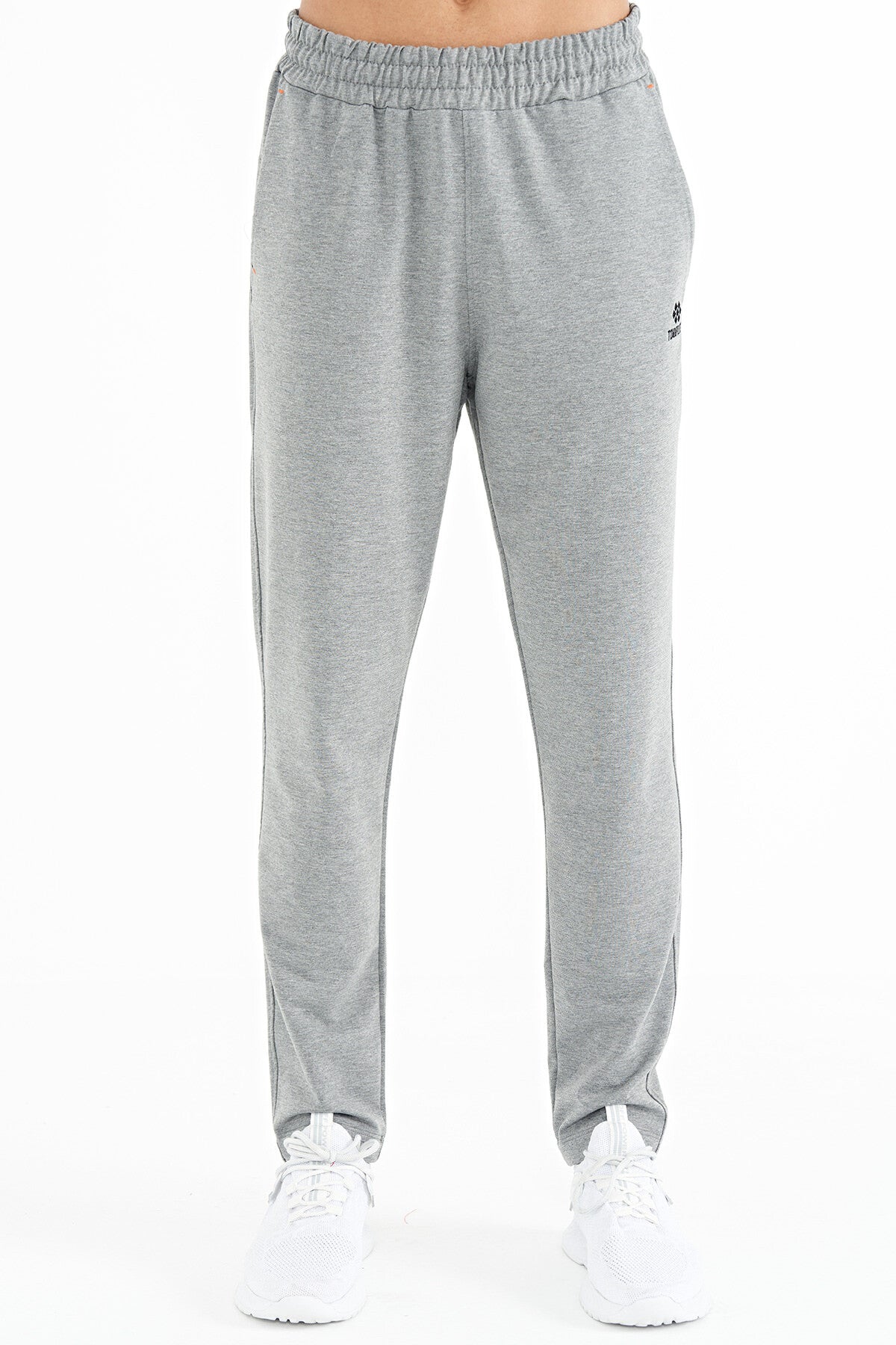 Grey Melange Logo Embroidered Detailed Side Pocket Standard Fit Men's Tracksuit Bottom - 84967