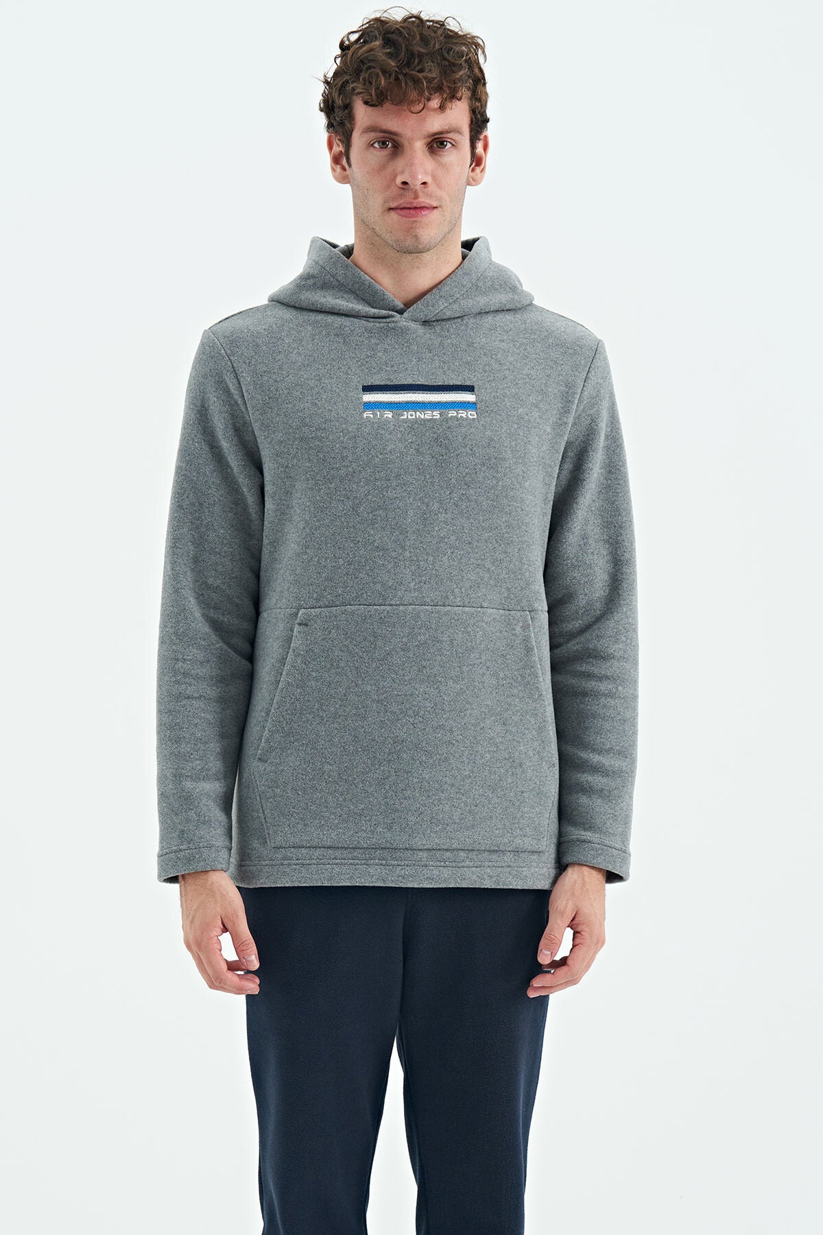 Men's Grey Melange Fleece Sweatshirt - 88301