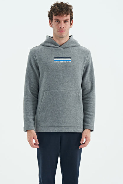 Men's Grey Melange Fleece Sweatshirt - 88301