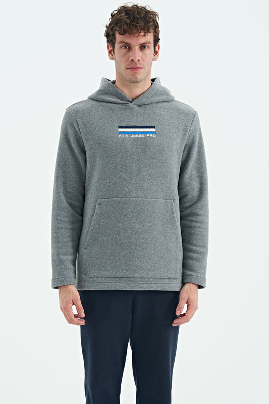 Men's Grey Melange Fleece Sweatshirt - 88301
