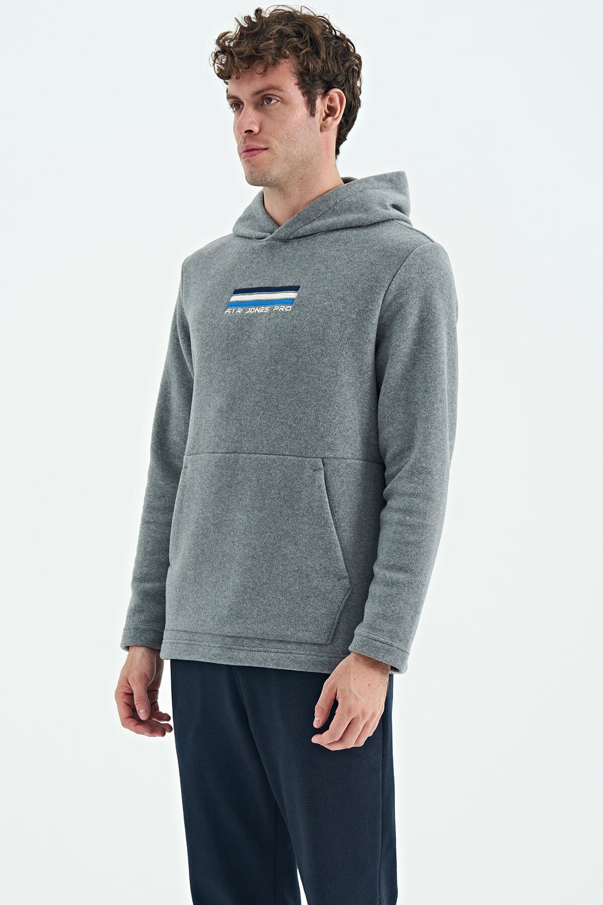 Men's Grey Melange Fleece Sweatshirt - 88301