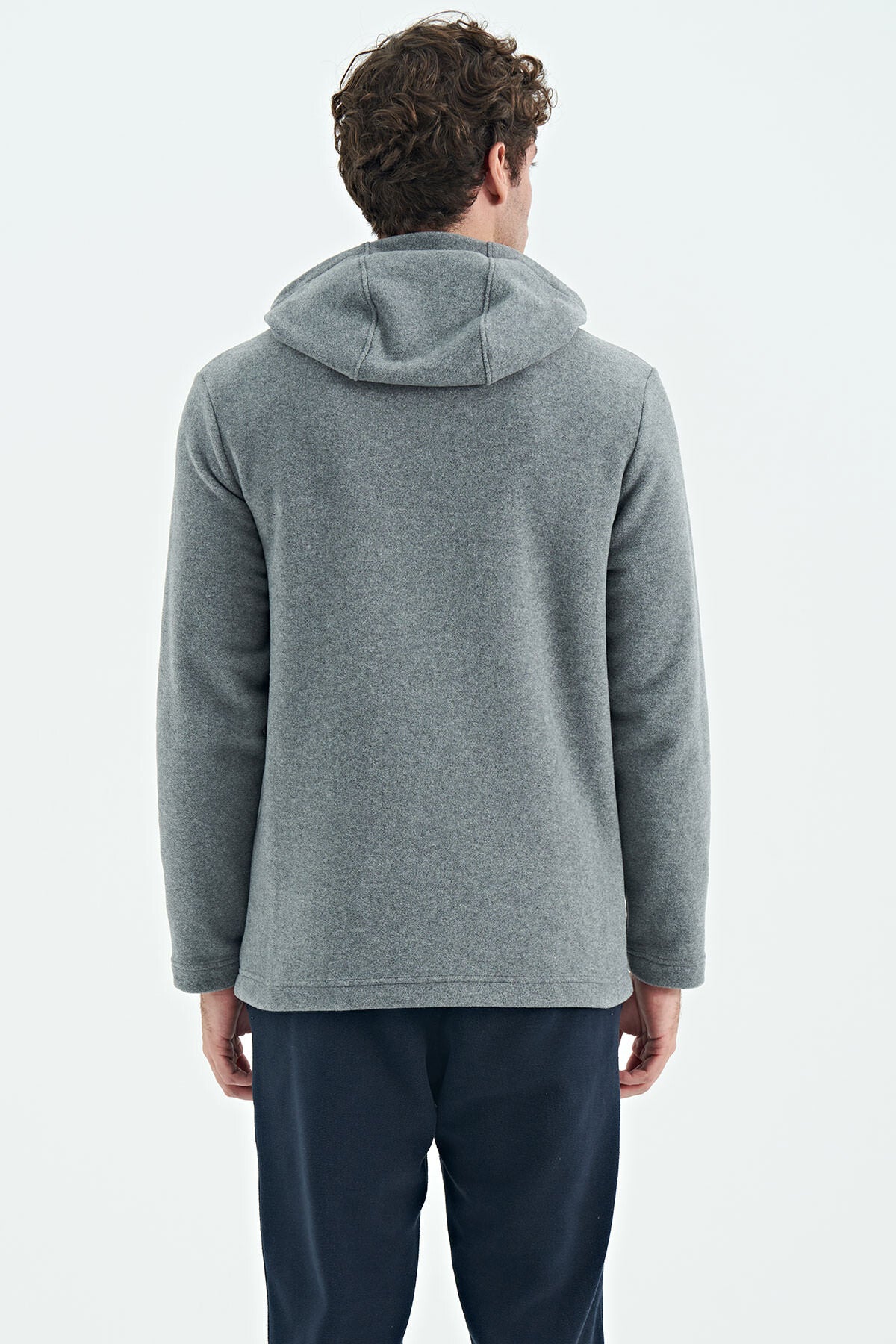 Men's Grey Melange Fleece Sweatshirt - 88301