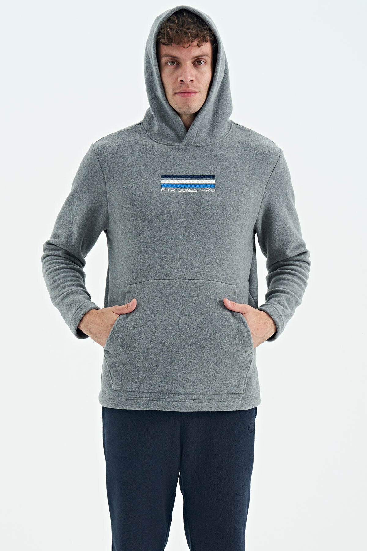 Men's Grey Melange Fleece Sweatshirt - 88301