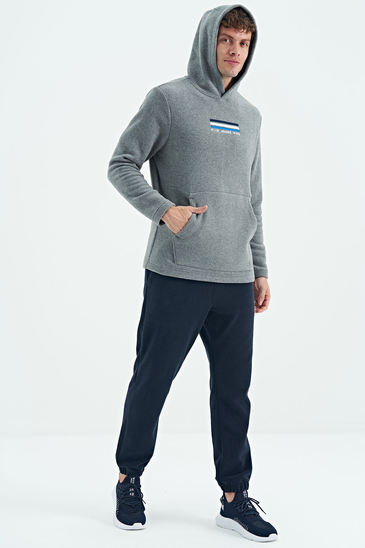 Men's Grey Melange Fleece Sweatshirt - 88301