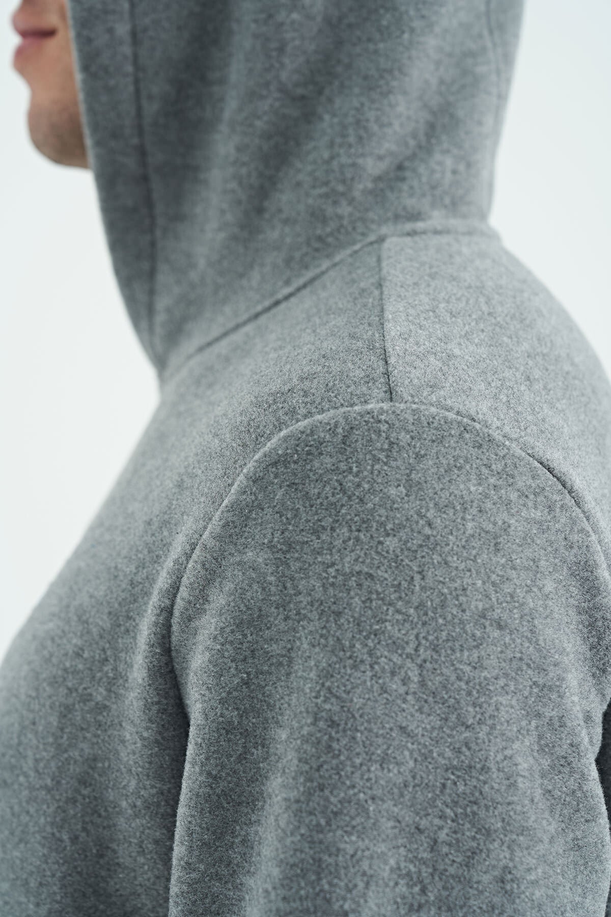Men's Grey Melange Fleece Sweatshirt - 88301