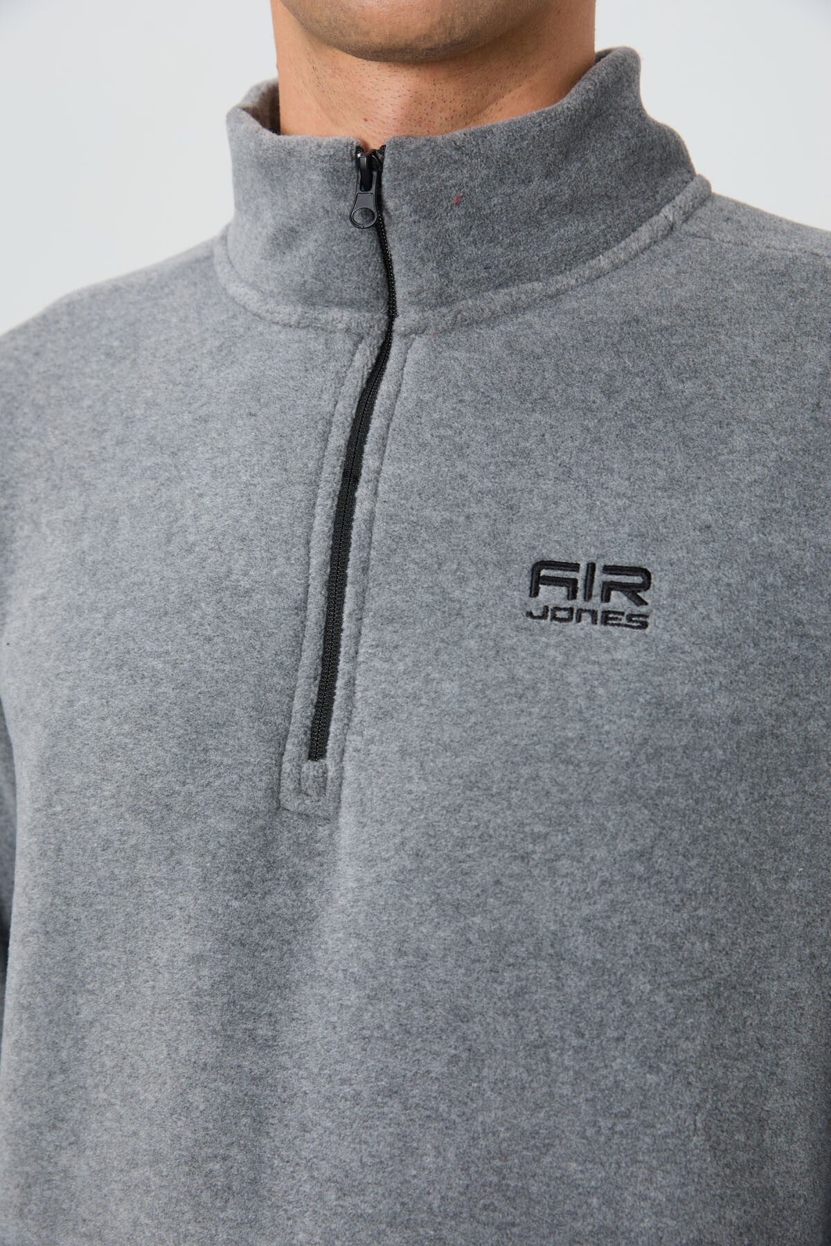 River Grey Melange Collar Men's Polar Sweatshirt - 88310