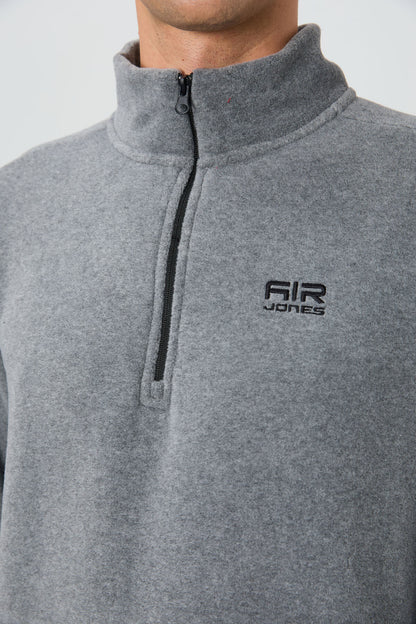 River Grey Melange Collar Men's Polar Sweatshirt - 88310