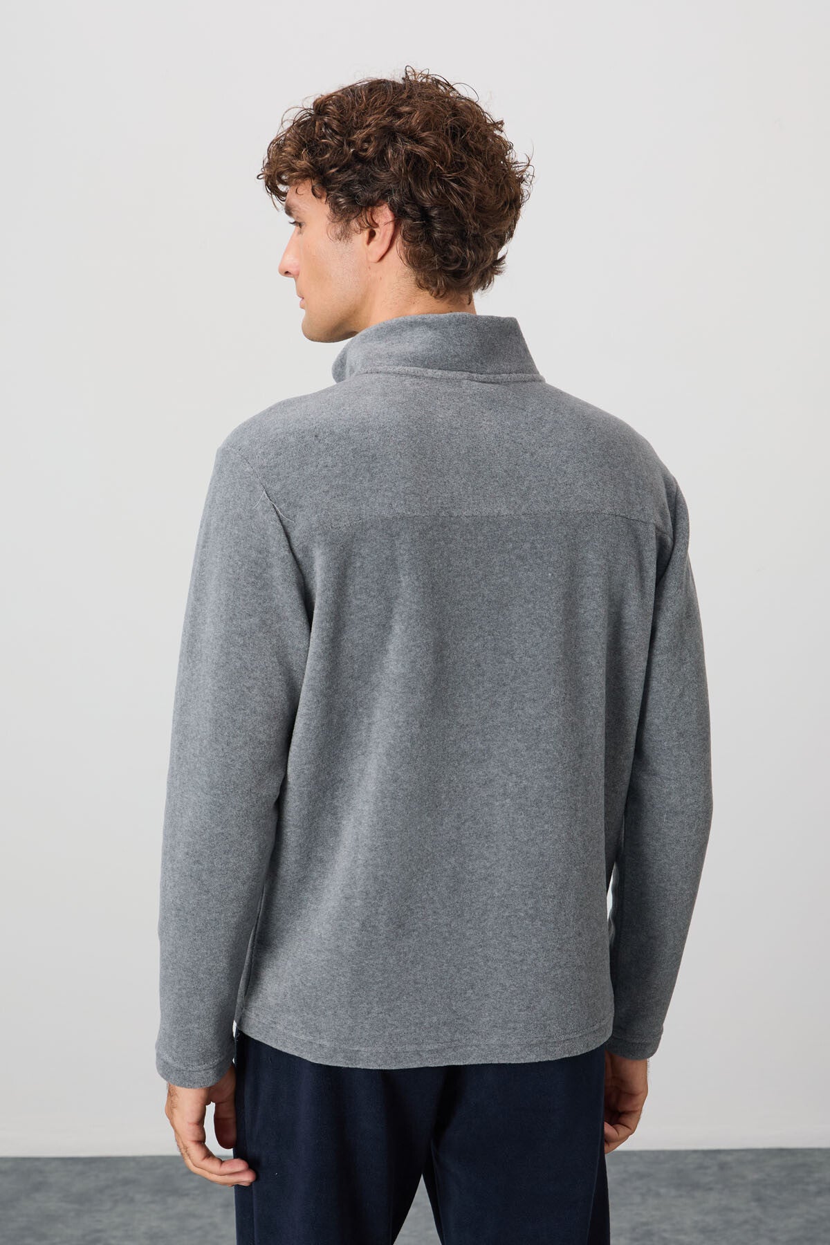 River Grey Melange Collar Men's Polar Sweatshirt - 88310