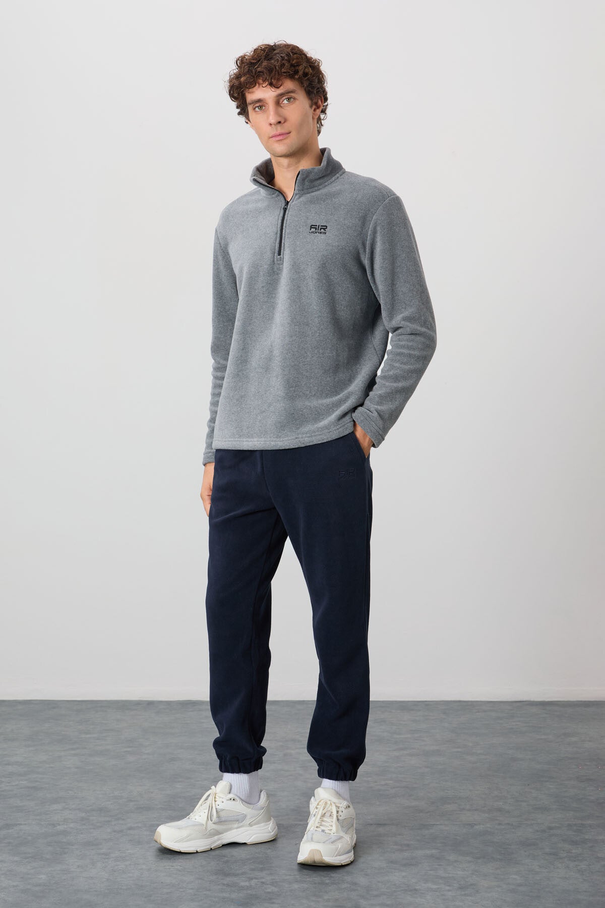 River Grey Melange Collar Men's Polar Sweatshirt - 88310