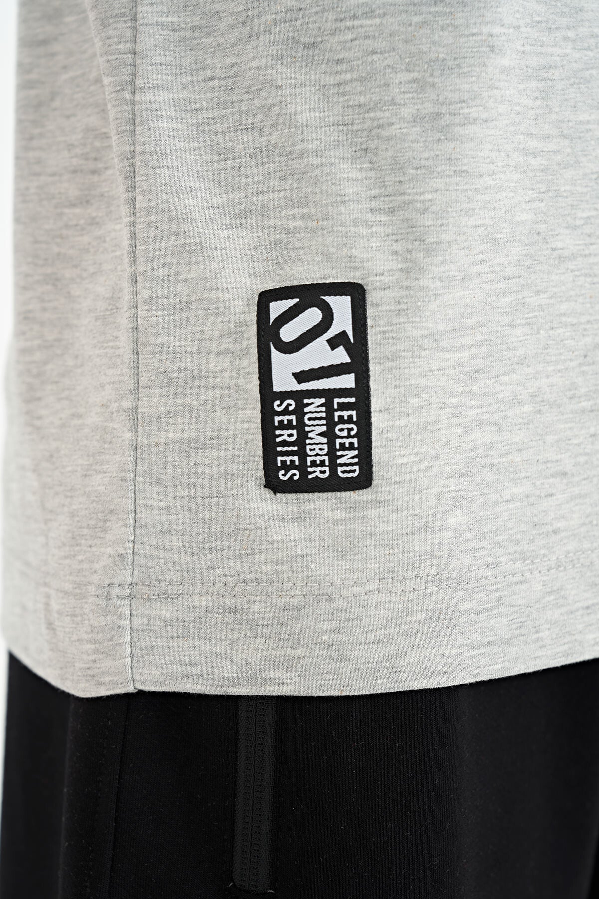 Grey Melange Minimal Print Standard Fit O Collar Boys T-Shirt - 11132
